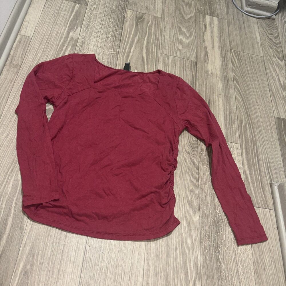 Wild Fable Red Long Sleeve Square Neck Runched Sides Shirt Size XXl